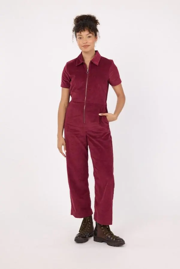 Joanie Clothing Robin Short Sleeve Corduroy Boilersuit 