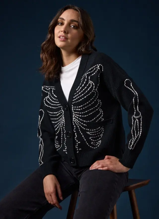 Joanie Clothing Franklin Skeleton Ribcage Cardigan