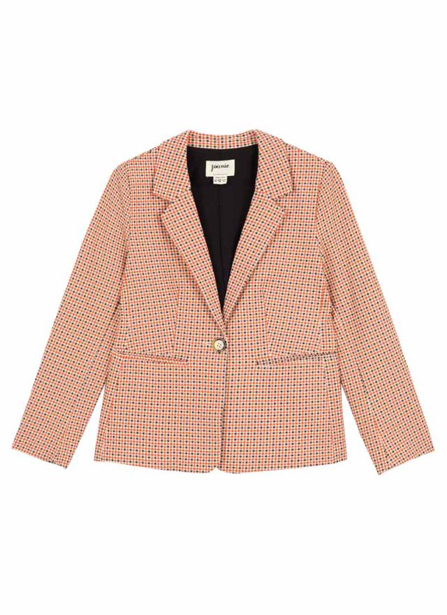 Joanie Clothing Francis Micro Check Print Tailored Blazer 