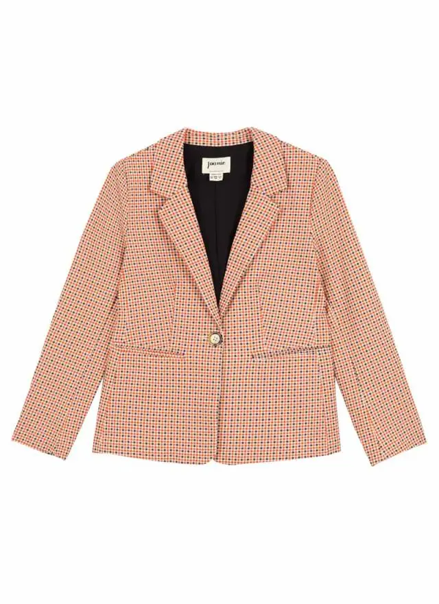 Joanie Clothing Francis Micro Check Print Tailored Blazer 