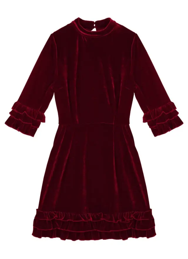 Joanie Clothing Bellisima Velvet Ruffle Mini Dress 