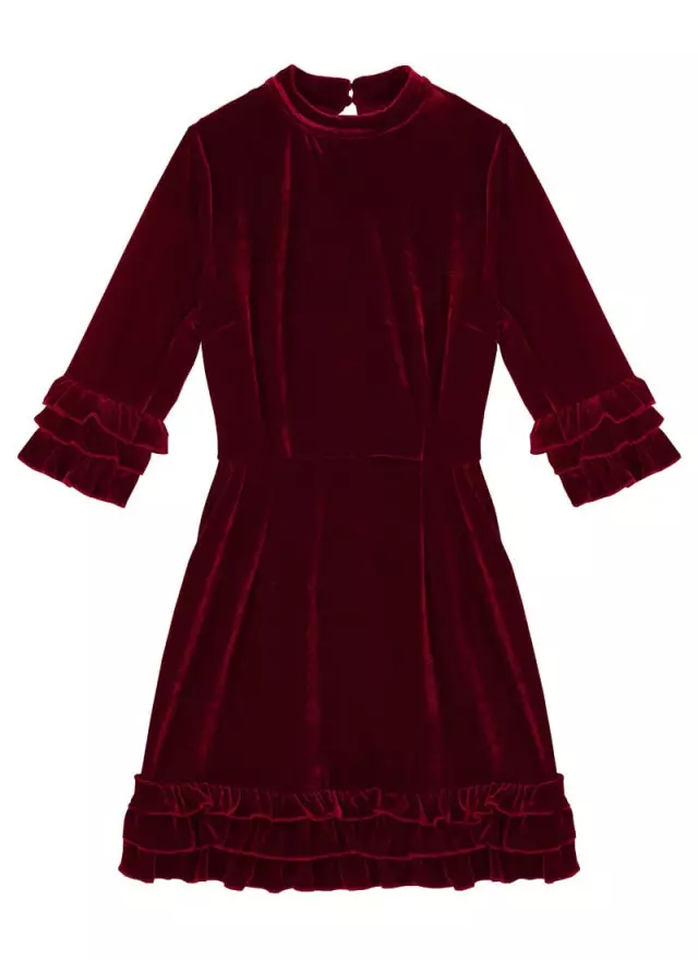 Joanie Clothing Bellisima Velvet Ruffle Mini Dress 