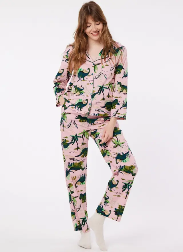 Joanie Clothing Ernie Dinosaur Print Pyjamas 