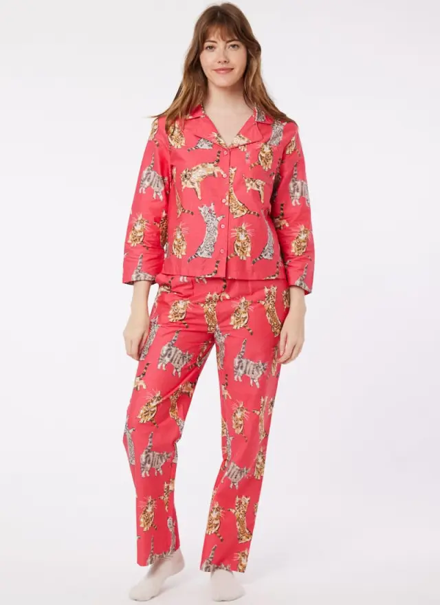 Joanie Clothing Ernie Cat Print Pyjamas 