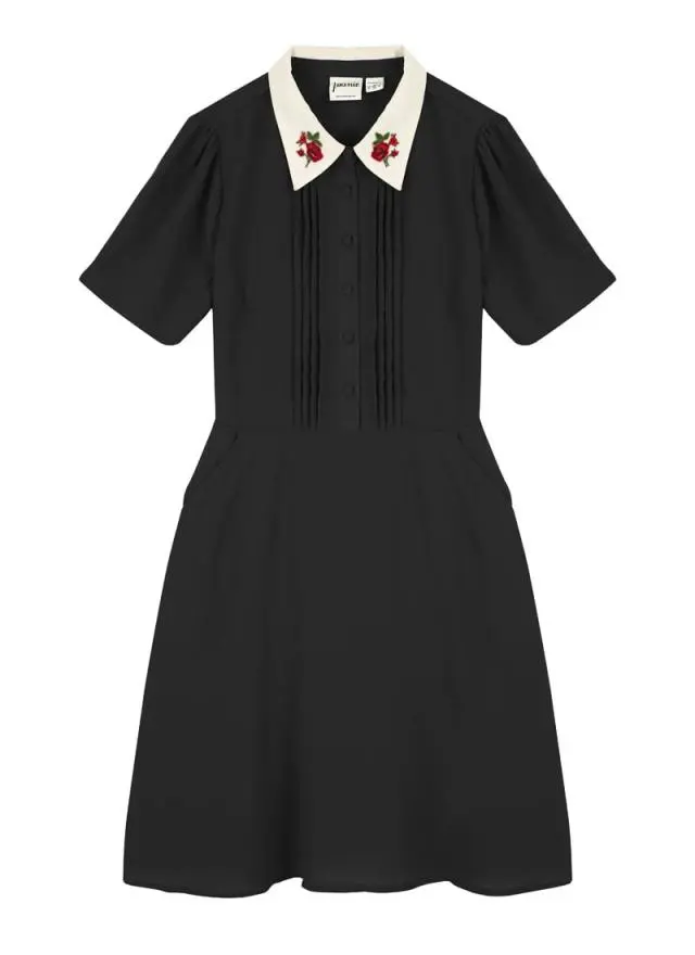 Joanie Clothing Zooey Embroidered Collar Dress 