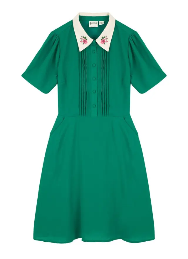 Joanie Clothing Zooey Embroidered Collar Dress 
