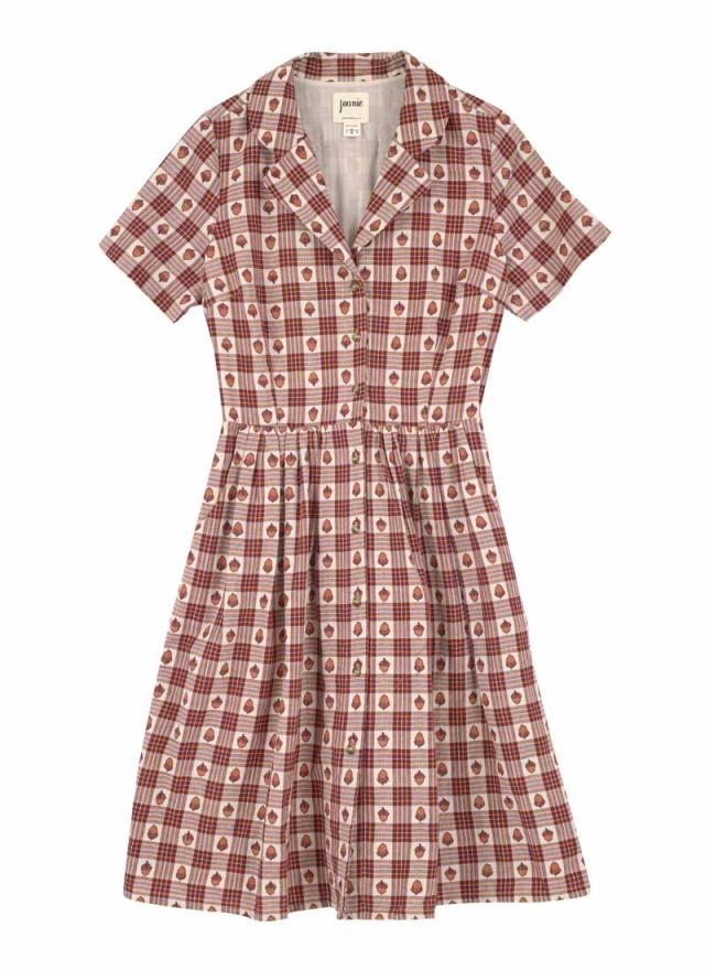 Joanie Clothing Pepper Acorn Print Check Shirt Dress 