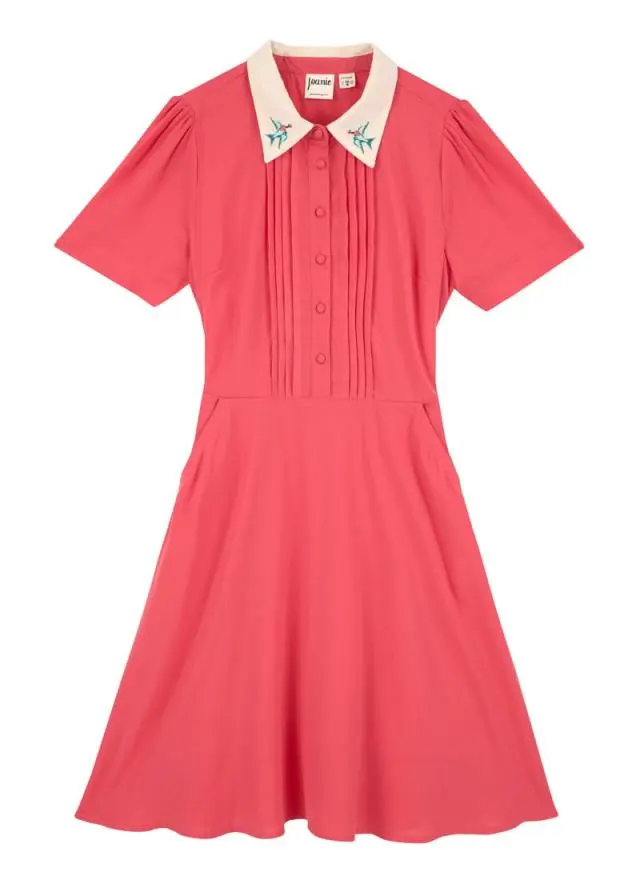 Joanie Clothing Zooey Embroidered Collar Dress 