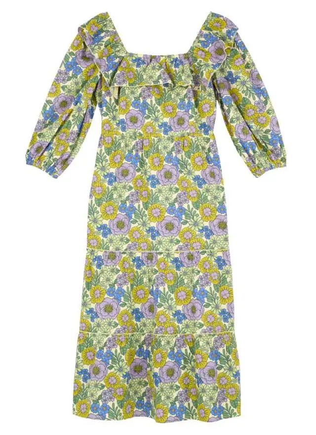 Joanie Clothing Miranda Square Neck Floral Print Midi Dress 