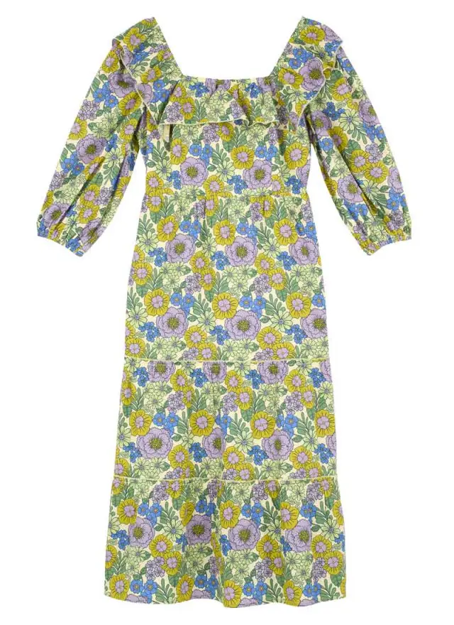 Joanie Clothing Miranda Square Neck Floral Print Midi Dress 