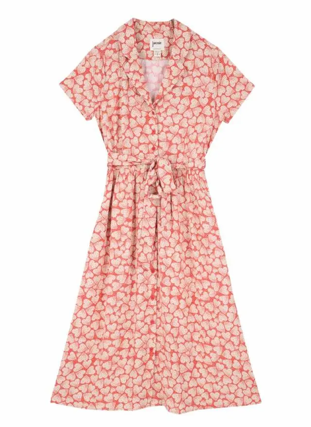 Joanie Clothing Carly Coral Heart Print Dress 