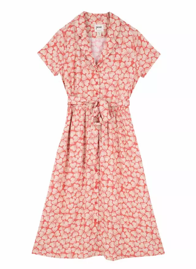 Joanie Clothing Carly Coral Heart Print Dress 