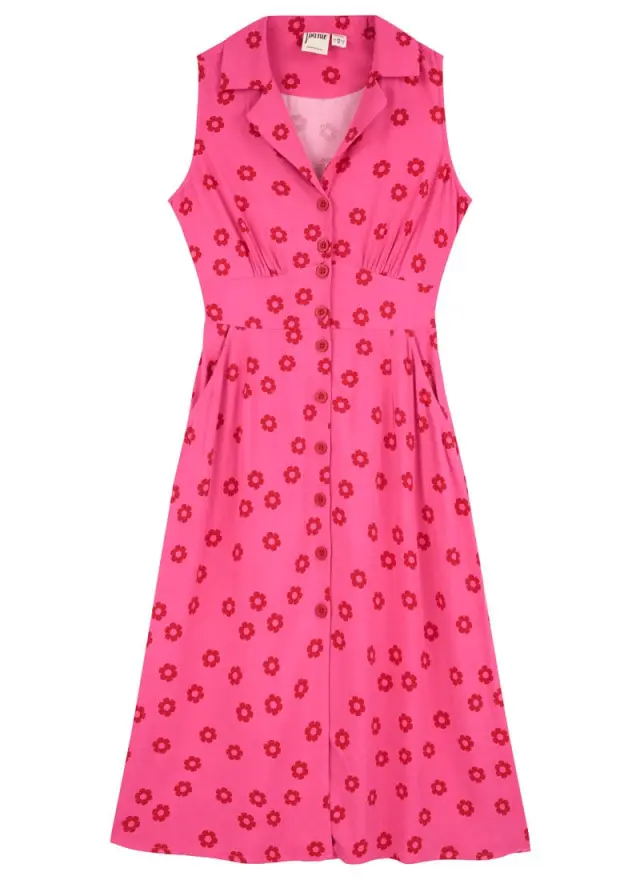 Joanie Clothing Maryann Pink Floral Print Sleeveless Midi Dress 