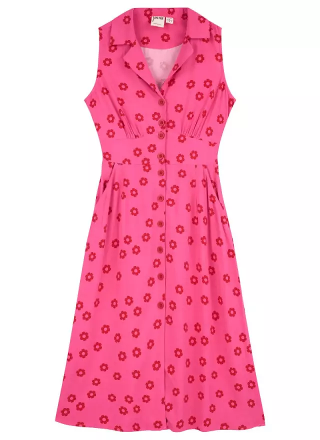 Joanie Clothing Maryann Pink Floral Print Sleeveless Midi Dress 