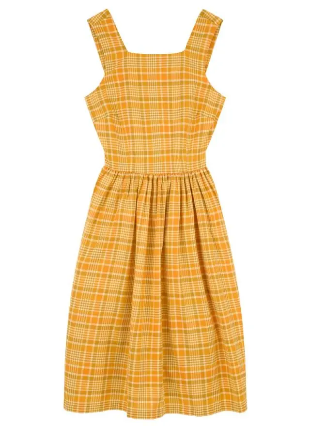 Joanie Clothing Margaret Yellow Check Print Sundress