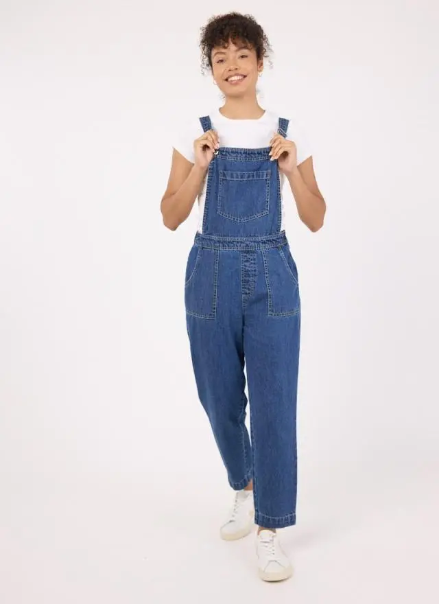 Joanie Clothing Leanne Mid Wash Denim Dungarees 