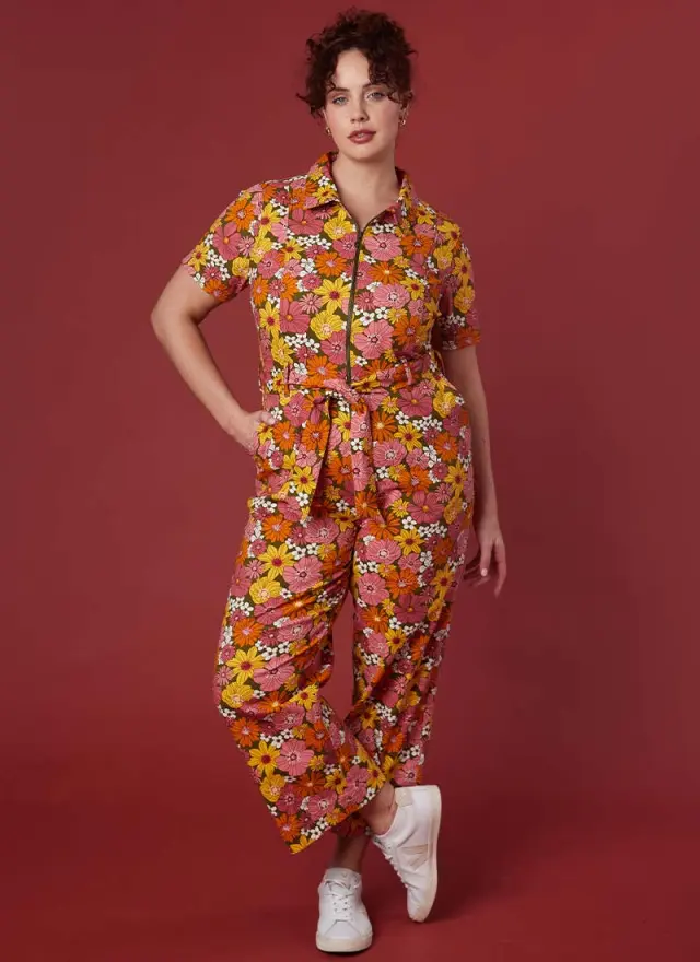 Joanie Clothing Mork Vintage Floral Print Short Sleeve Boilersuit