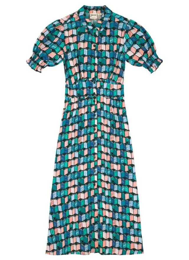 Joanie Clothing Finette Book Print Midaxi Tea Dress 