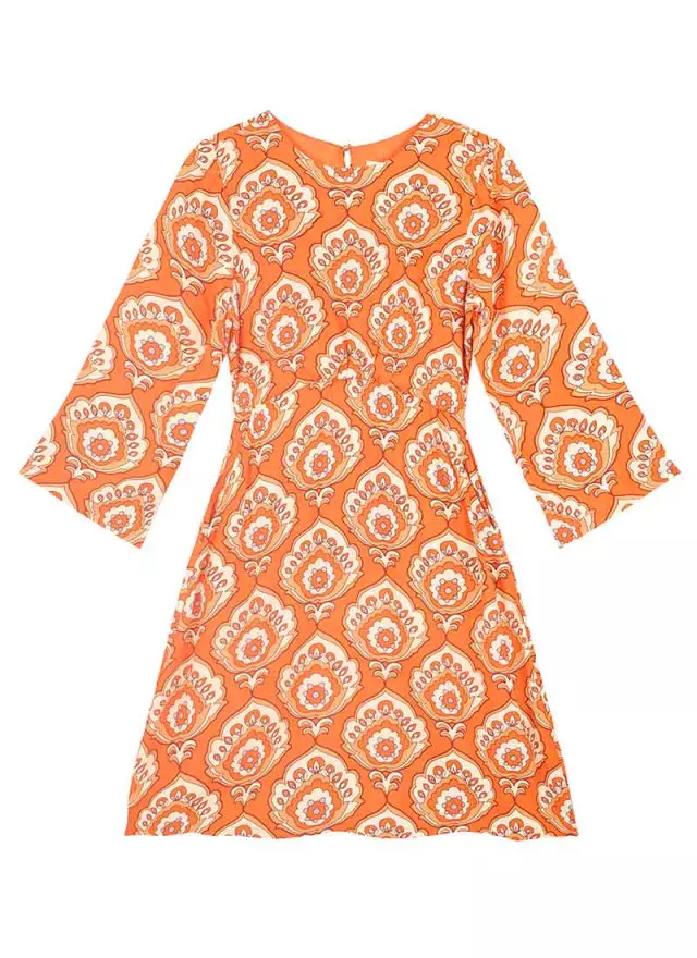 Joanie Clothing Effie Orange Oversized Paisley Print Mini Dress 