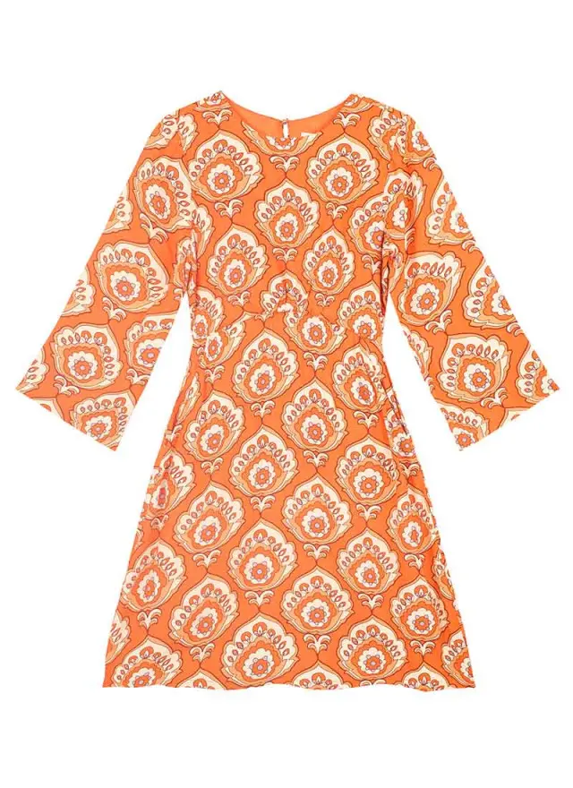 Joanie Clothing Effie Orange Oversized Paisley Print Mini Dress 