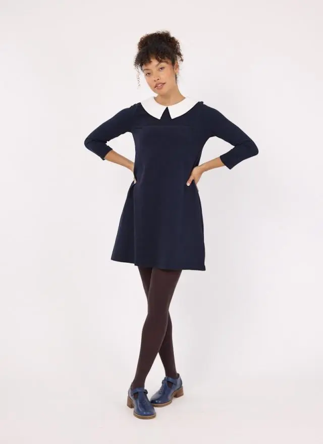 Joanie Clothing Suzy Contrast Collar Jersey Swing Dress 