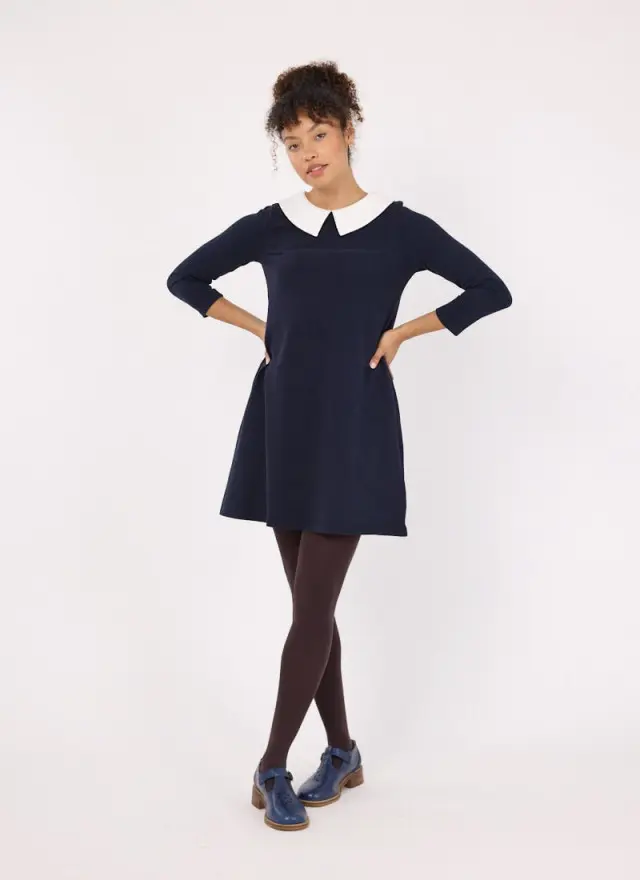 Joanie Clothing Suzy Contrast Collar Jersey Swing Dress 