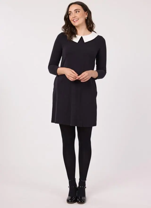 Joanie Clothing Suzy Contrast Collar Jersey Swing Dress 