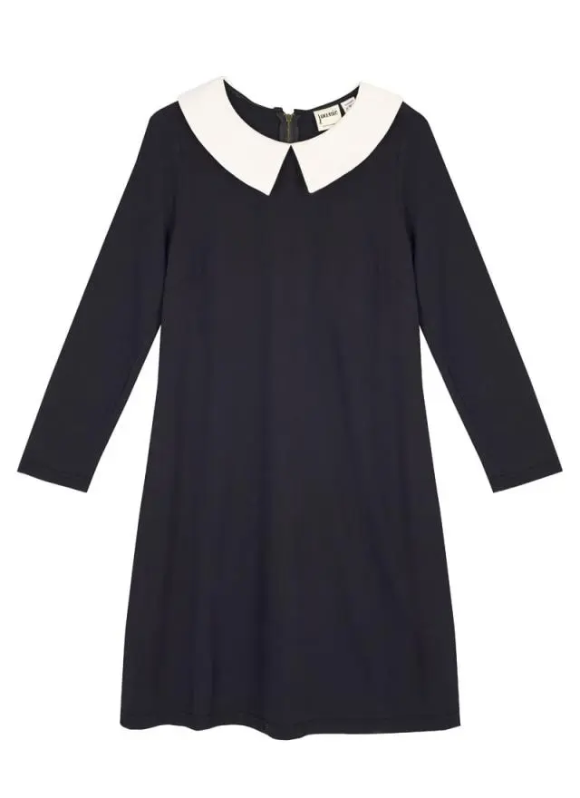 Joanie Clothing Suzy Contrast Collar Jersey Swing Dress 