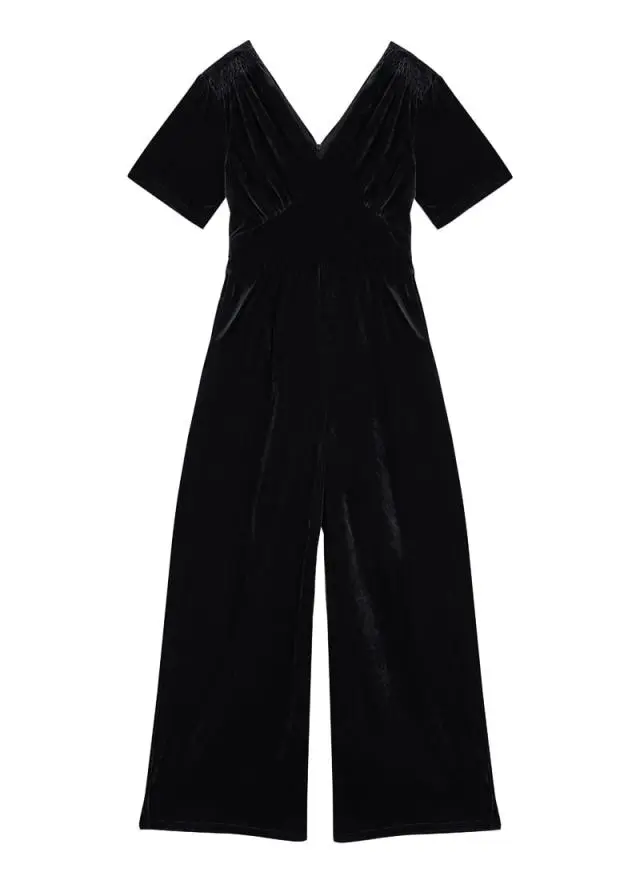 Joanie Clothing Bellatrix Short Sleeve Velvet Jumpsuit 