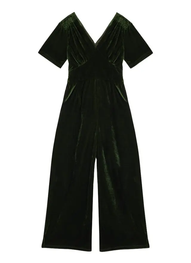 Joanie Clothing Bellatrix Short Sleeve Velvet Jumpsuit 