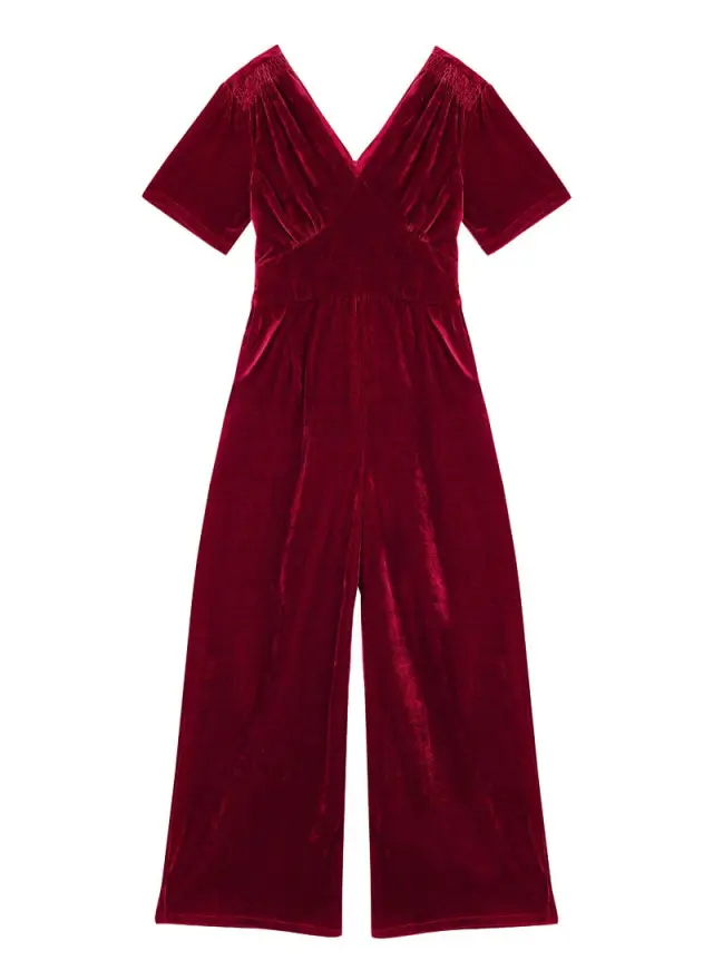 Joanie Clothing Bellatrix Short Sleeve Velvet Jumpsuit 