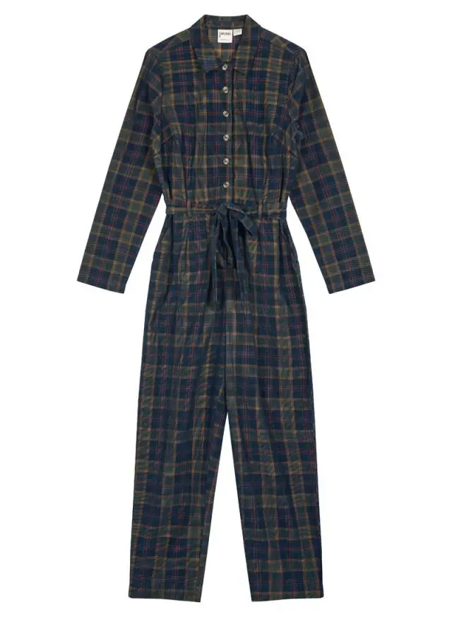 Joanie Clothing Ethel Corduroy Woven Check Jumpsuit