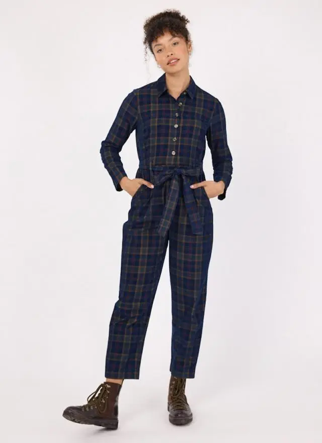 Joanie Clothing Ethel Corduroy Woven Check Jumpsuit