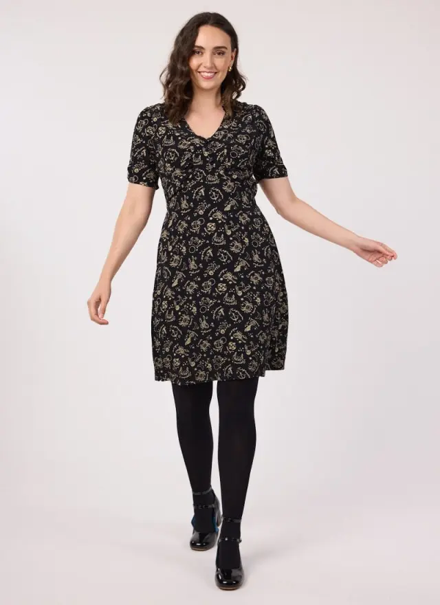 Joanie Clothing Josephine Zodiac Print Tea Dress