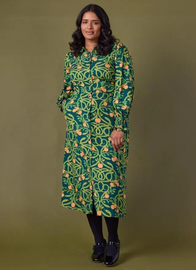 Joanie Clothing Mallory Serpents And Apples Print Midaxi Dress 