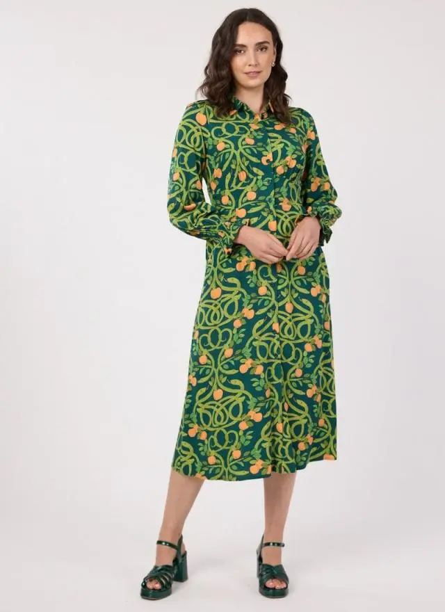 Joanie Clothing Mallory Serpents And Apples Print Midaxi Dress 