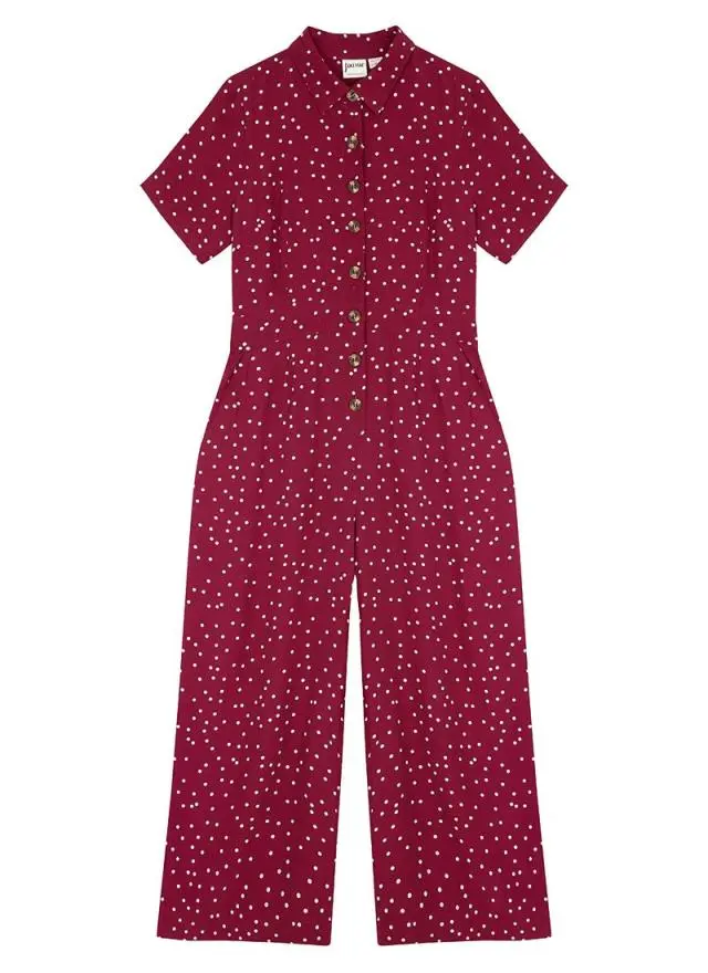 Joanie Clothing Max Spot Print Short Sleeve Jumpsuit  