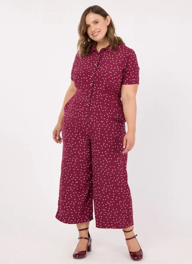 Joanie Clothing Max Spot Print Short Sleeve Jumpsuit 