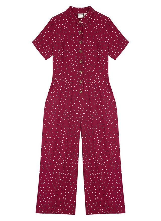 Joanie Clothing Max Spot Print Short Sleeve Jumpsuit  