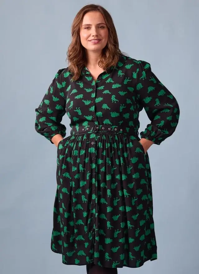 Joanie Clothing Andi Dino Print Shirt Dress 