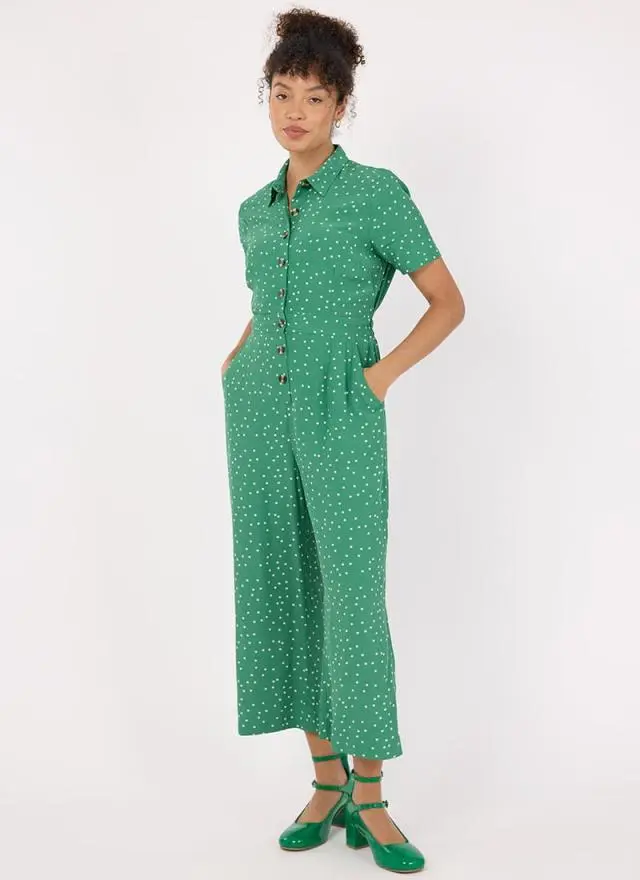 Joanie Clothing Max Spot Print Short Sleeve Boilersuit 