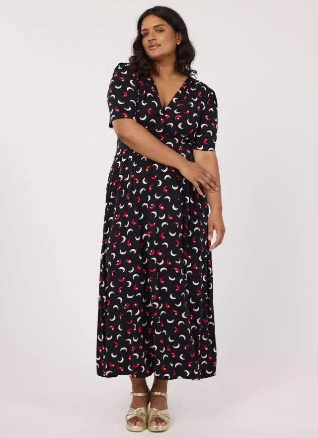 Joanie Clothing Thea Moons And Stars Print Jersey Midaxi Dress