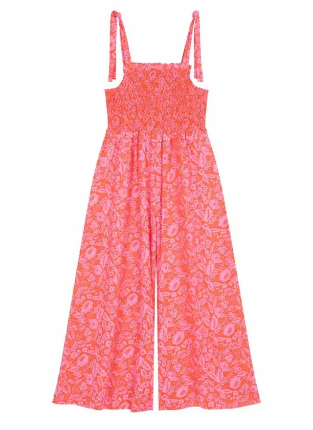 Joanie Clothing Francesca Pink Floral Print Tie Strap Jumpsuit 