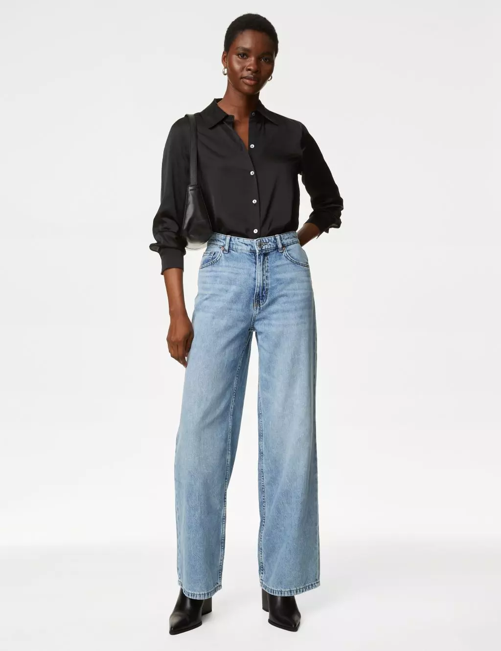 Pockets For Women - M&S Womens Lyocell™ Blend Mid Rise Wide Leg Jeans