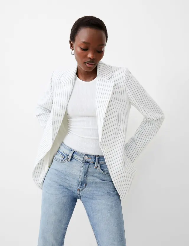 French Connection Women's Pinstripe Single Breasted Blazer 