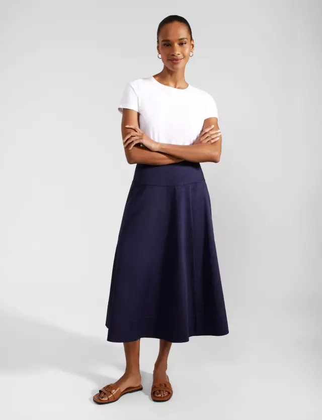 Hobbs Women's Pure Cotton Pleated Midi Skirt 