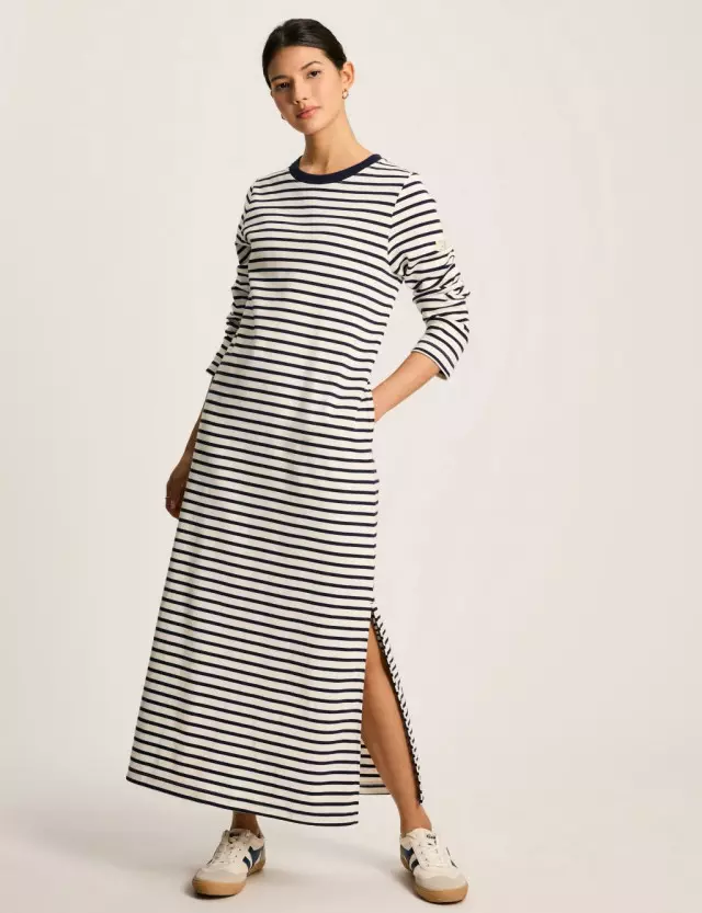 Joules Women's Pure Cotton Striped Maxi Shift Dress 