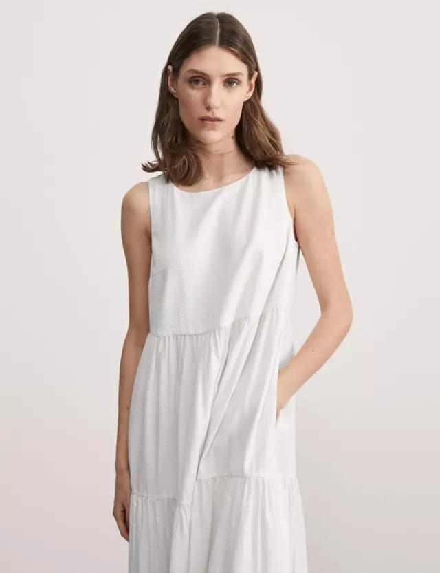 Jaeger Women's Cotton Blend Midi Tiered Dress 
