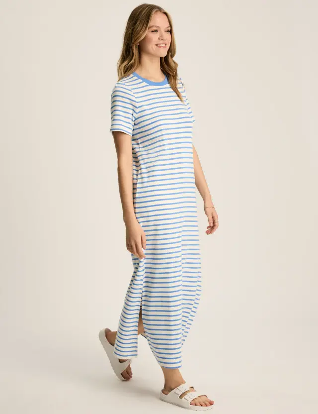 Joules Women's Pure Cotton Striped Maxi Column Dress 