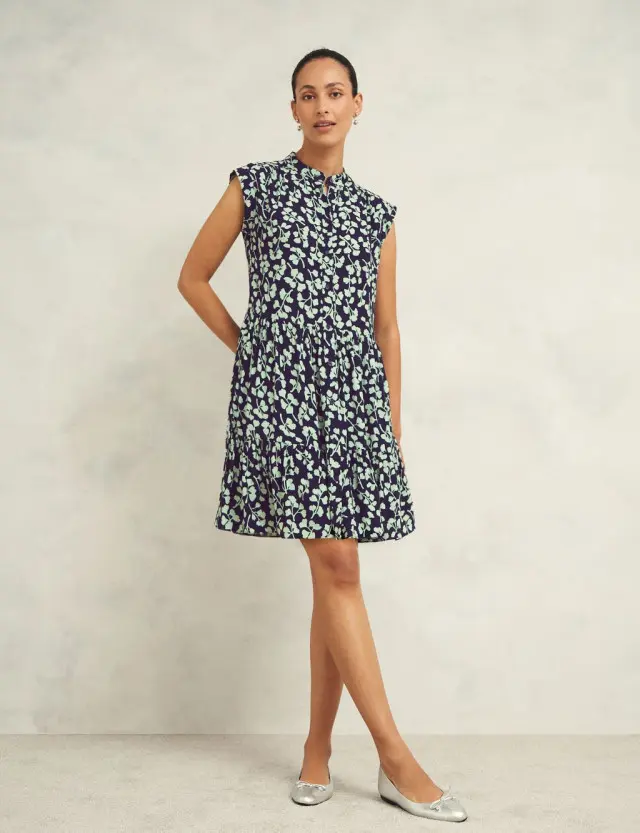 Hobbs Women's Linen Blend Floral Knee Length Shift Dress 